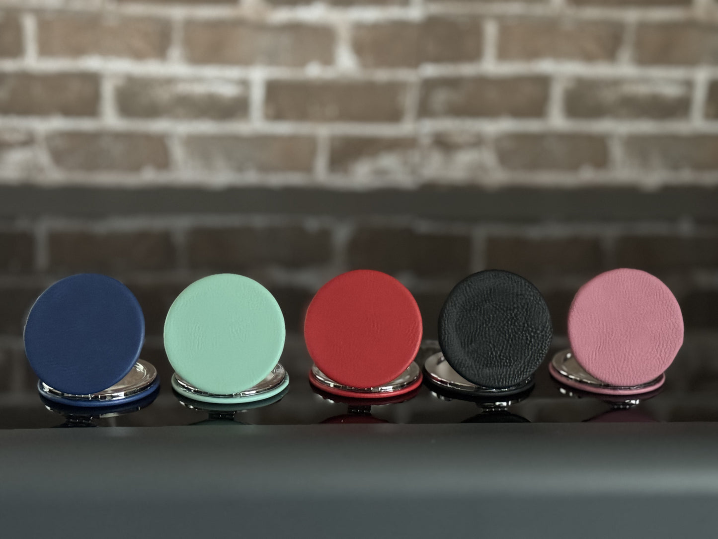 Custom Engraved Leather Compact Mirror