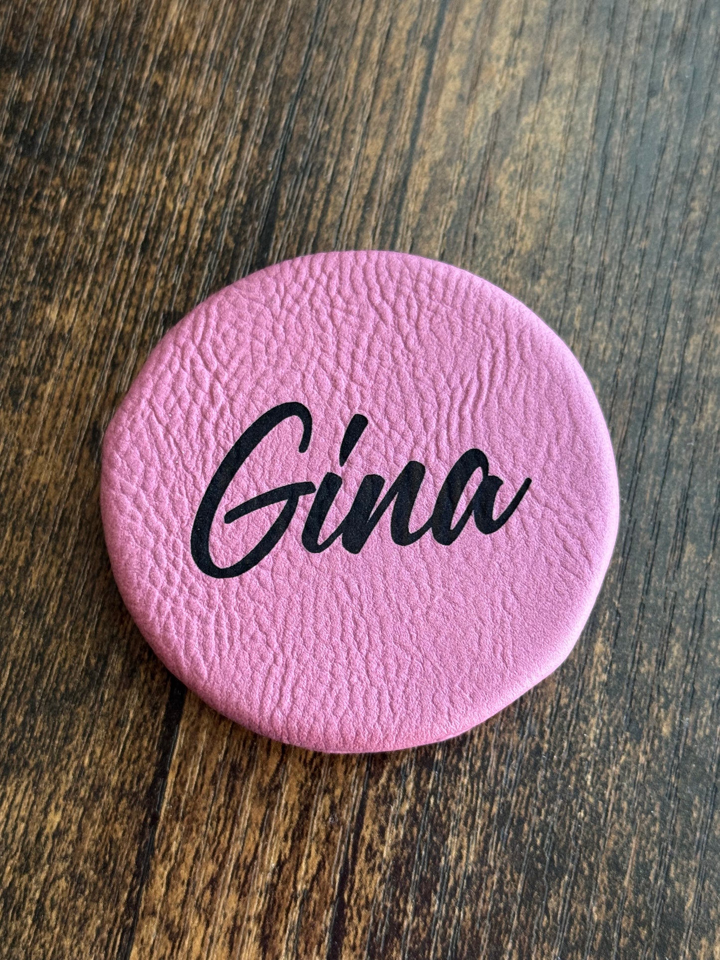 Custom Engraved Leather Compact Mirror