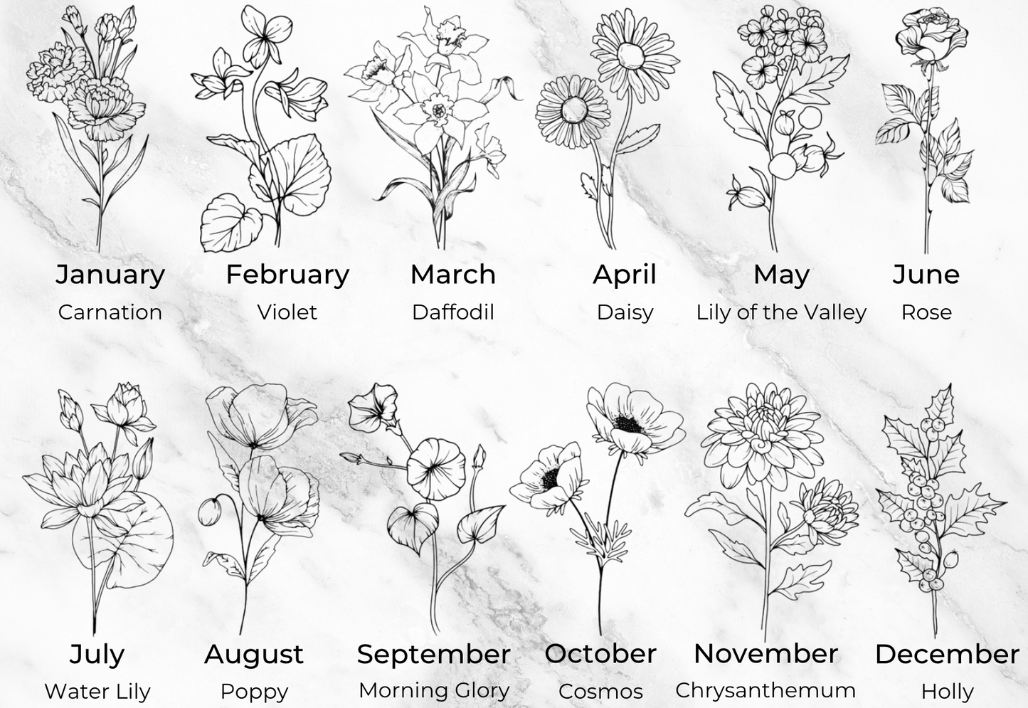 List of Birthflowers for Engraving