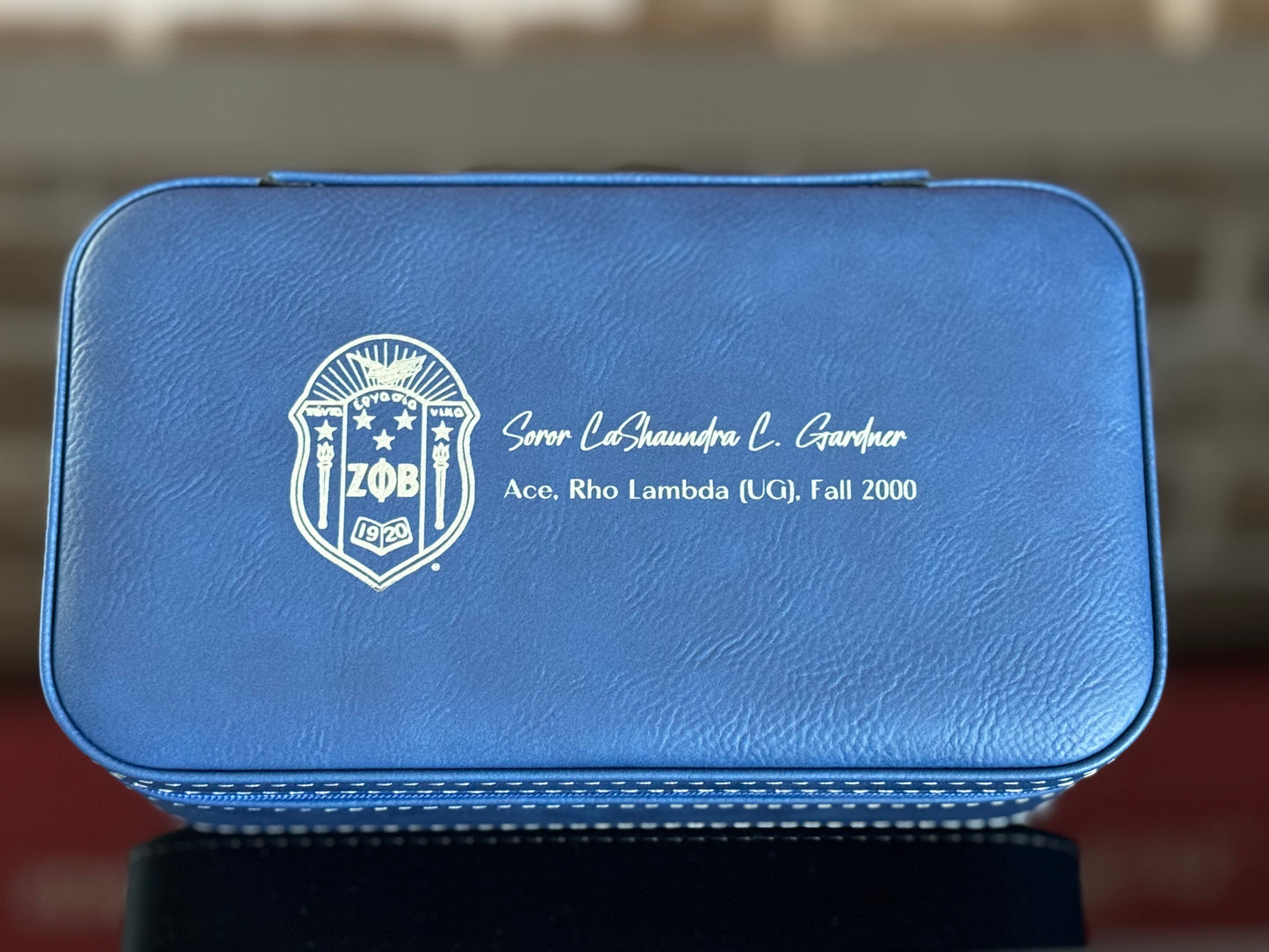 Custom Engraved Greek Leatherette Jewelry Box