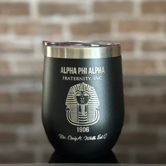 Custom Engraved Alpha Phi Alpha Wine Tumbler (12 oz)