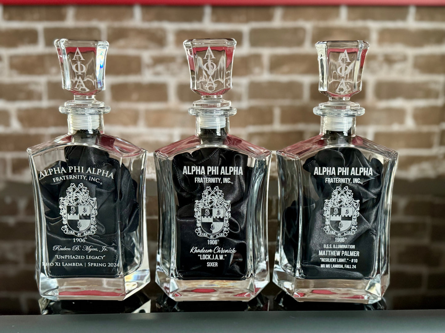 Custom Engraved Alpha Phi Alpha Decanter Set