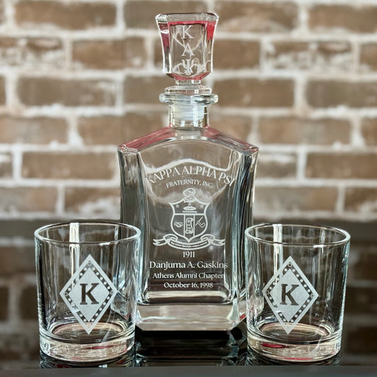 Custom Engraved Kappa Alpha Psi Decanter Set